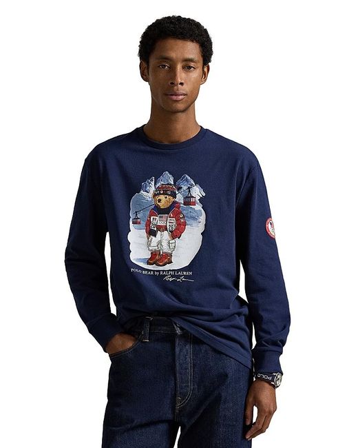 Polo Ralph Lauren Blue Team Usa Polo Bear T-Shirt for men
