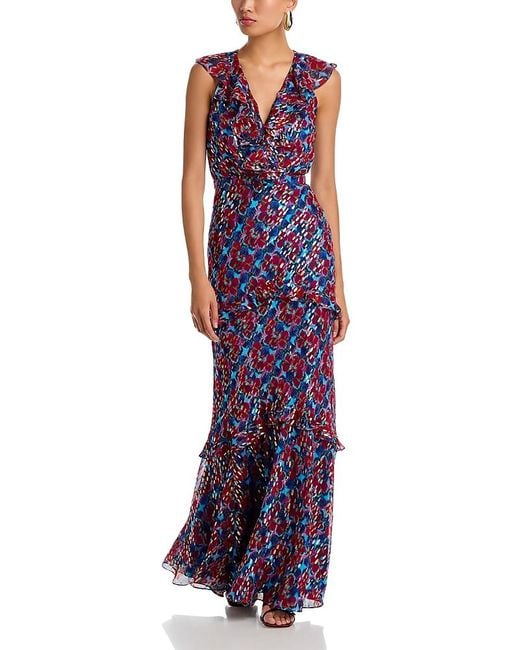 Saloni Purple Rita Silk Dress