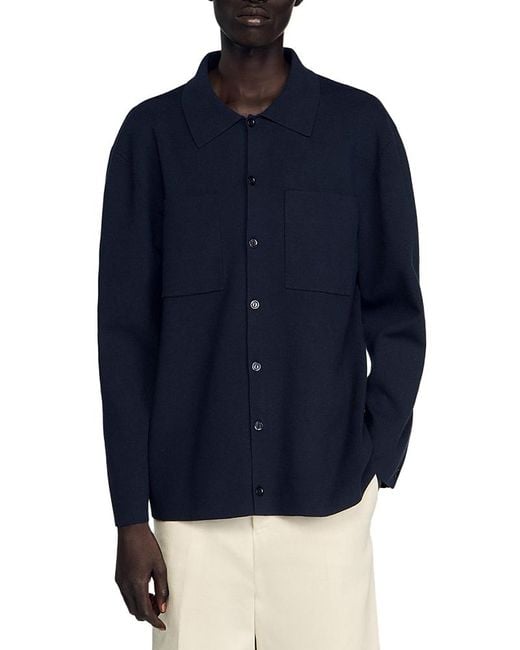 Sandro Blue Knit Jacket for men