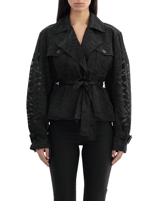 Lamarque Black Oversized Belted Jacket