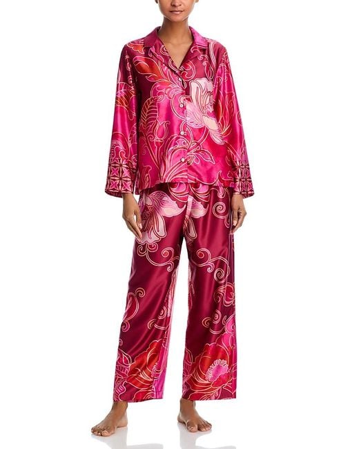 Natori Red Deco Notch Pajama Set