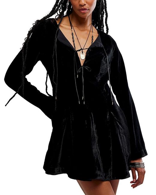 tweed black mini dress Cotton Scoop Neck 2 / NOIR stretchy MANGO - Asymmetrical-cut Knit Size:US 4P Back zip closure