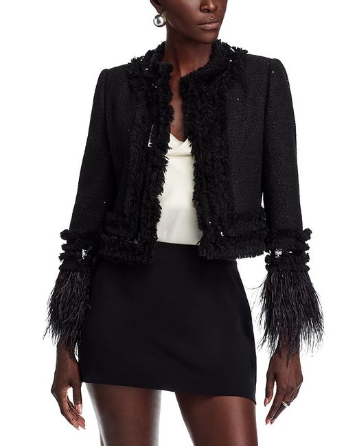 Emanuel Ungaro Black Dune Cropped Sequin Tweed Jacket
