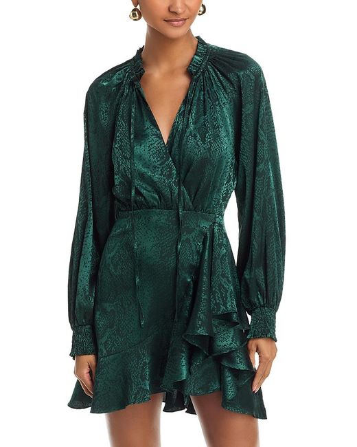 Aqua Ruffled Faux Wrap Dress in Green | Lyst Aqua Ruffled Faux Wrap Dress in Green | Lyst