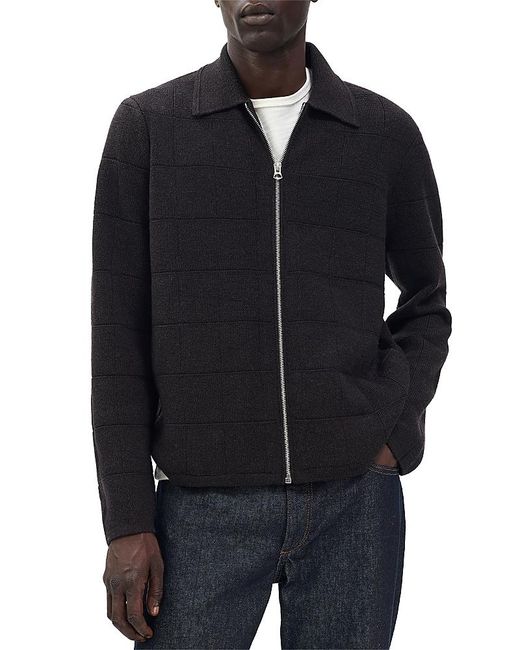 Rag & Bone Blue Melrose Window Pane Full Zip Sweater for men