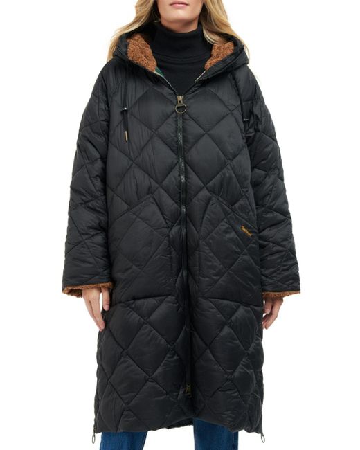 Barbour Portellen Hooded Quilted Coat in Black Lyst Canada