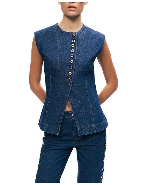 Nocturne Blue Button-Front Denim Vest