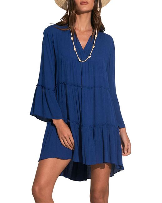 Elan Ruffle Trim Swing Dress in Blue | Lyst Canada