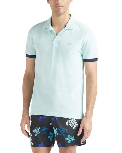 Vilebrequin Blue Palan Classic Fit Cotton Pique Polo Shirt for men
