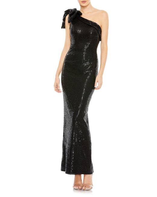 Mac Duggal Synthetic One Shoulder Sequin Gown in Black | Lyst