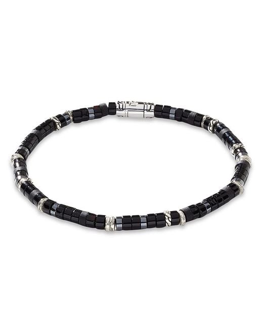John Hardy Black Sterling Classic Chain Onyx & Hematite Bead Heishi Bracelet for men