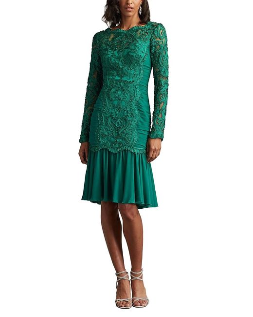Tadashi Shoji Green Novara Embroidered Skater Dress