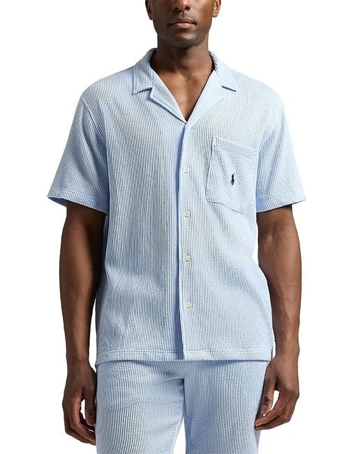 Polo Ralph Lauren Blue Short Sleeve Pajama Shirt for men