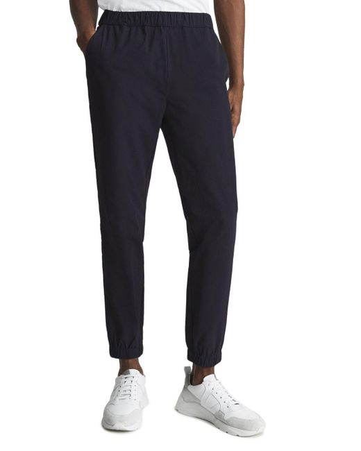 Reiss Synthetic Nicholas Elastic Waist Technical Trousers in Navy (Blue ...