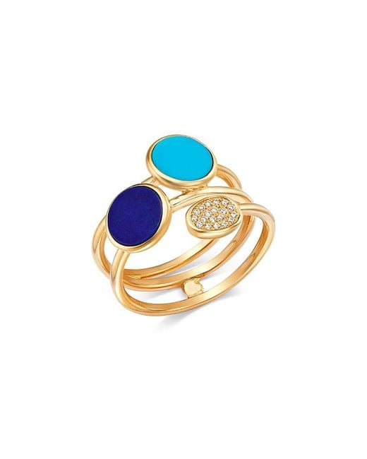 Bloomingdale's Fine Collection Blue Lapis Lazuli, & Diamond Multirow Ring