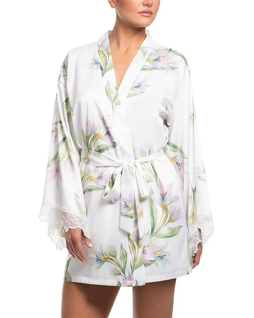 In Bloom White Lace Cuff Wrap Robe