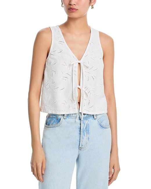 Bella Dahl Blue Sleeveless Tie Front Top