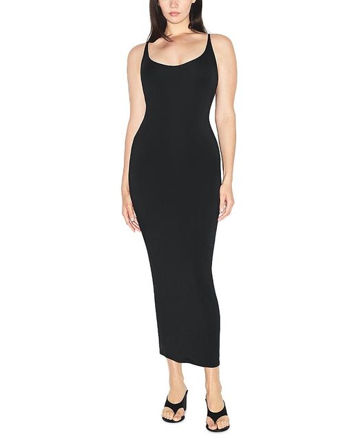 Skims Black Smooth Layers Scoop Neck Dress