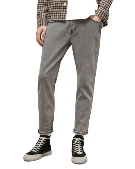 AllSaints Denim Dean Slim Fit Cropped Jeans In Gray for Men Lyst