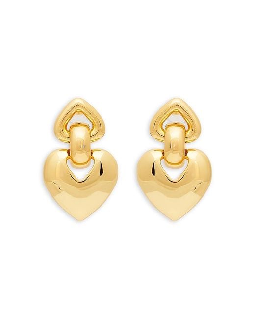 Kenneth Jay Lane Metallic Double Heart Drop Earrings, 2L