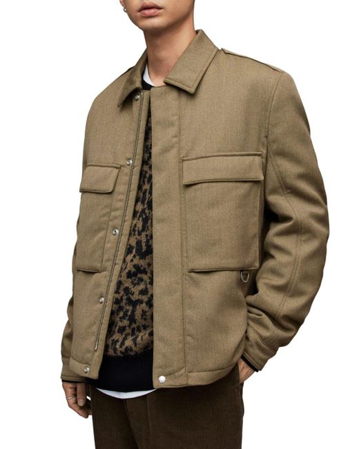 AllSaints Myers Cotton Military Jacket in Green for Men Lyst