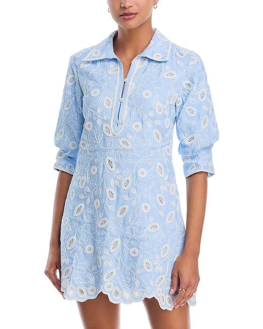 jonathan simkhai dress blue Simkhai Women's Elka Pleated Poplin Shirt Dress
