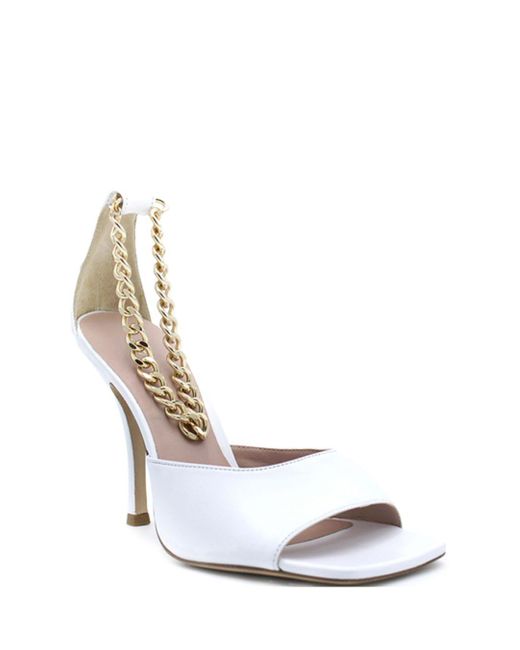 Ilio Smeraldo Leather X Cher Bai Chain High Heel Sandals in Cream ...