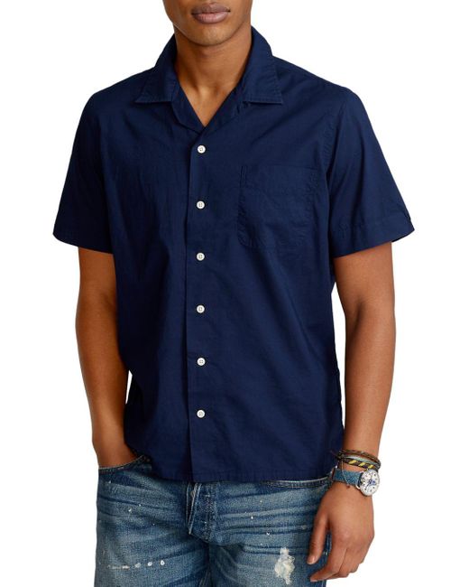 Polo Ralph Lauren Cotton Classic Fit Camp Shirt in Navy (Blue) for Men ...