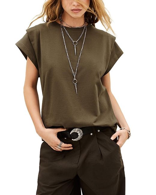 Ba&sh Green Pio Shoulder Pad Top
