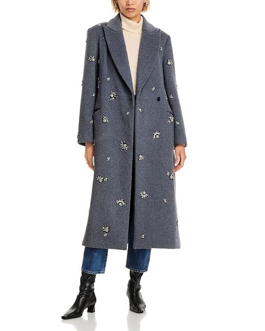 Jonathan Simkhai Blue Gianni Rhinestone Embellished Coat