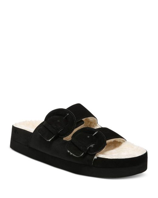 Vince Glyn Shearling Slide Sandals in Black | Lyst