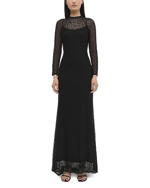 Jonathan Simkhai Stacy Long Sleeve Gown in Black | Lyst