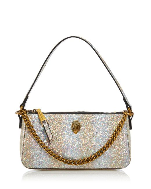 Kurt Geiger Leather Shoreditch Glitter Pouchette Mini Bag in Gray Lyst