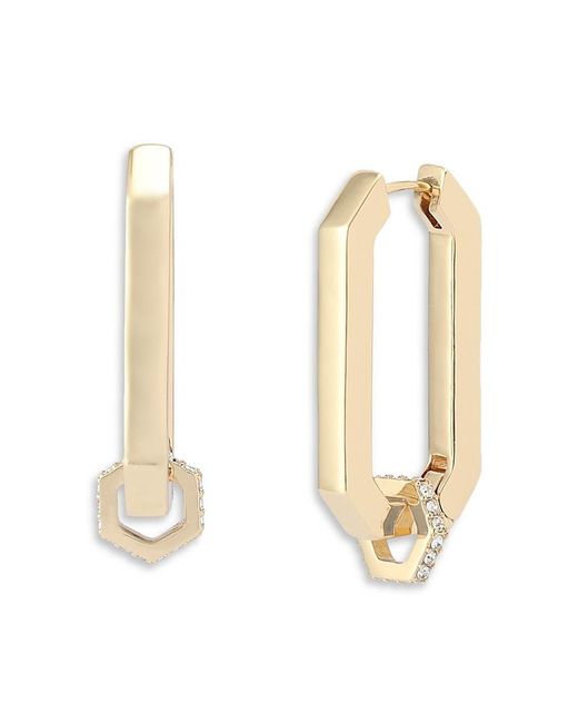 AllSaints Metallic Pave Link Hexagon Hoop Earrings