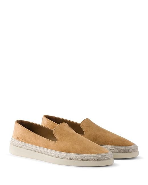 Prada Natural Suede Loafers for men