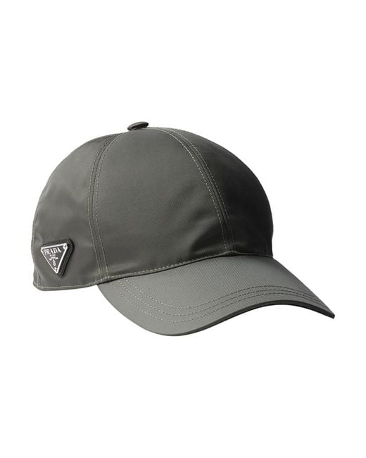 Prada Gray Re-Nylon Baseball Cap for men