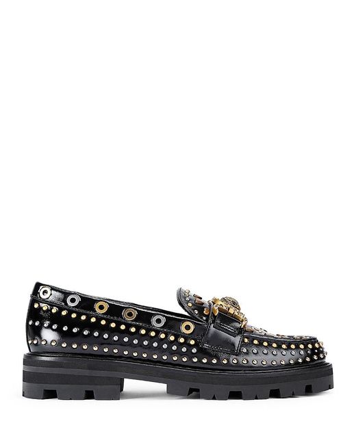 Kurt Geiger Black Mansion Studded Loafer Flats