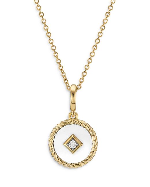 David Yurman Cable Collectibles White Enamel Charm Necklace With
