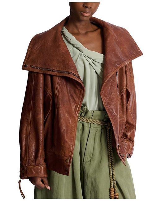 Balmain Brown Lambskin Bomber Jacket