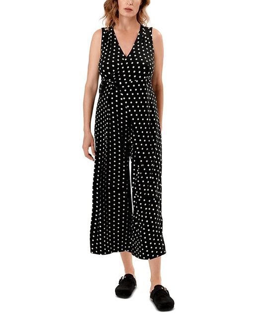 Nom Maternity Black Francesca Cropped Wrap Maternity Jumpsuit