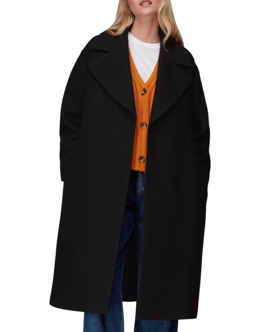 Whistles Lorna Wrap Wool Coat in Black Lyst