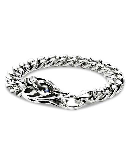 John Hardy Metallic Sterling Naga Sapphire Snake Curb Link Bracelet