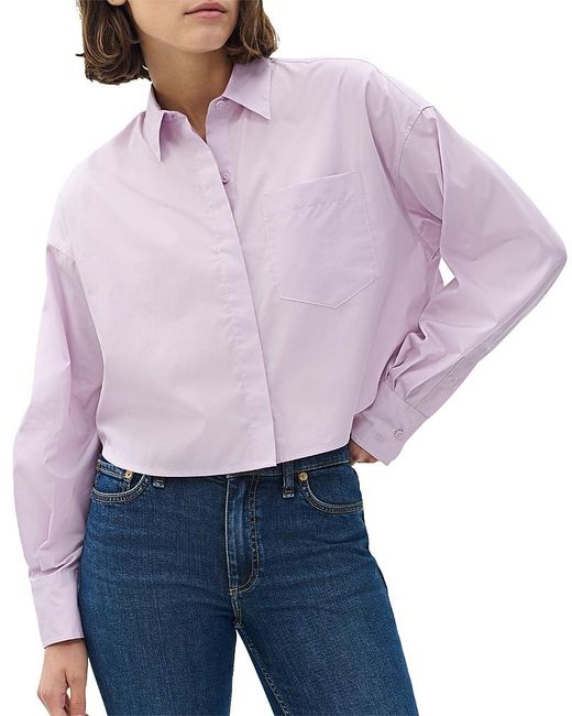Rag & Bone Purple Marin Cropped Shirt