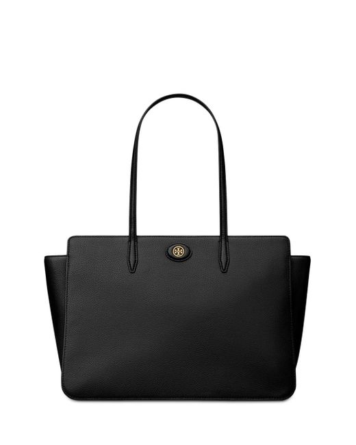 Tory Burch Robinson Pebbled Leather Medium Tote in Black Lyst