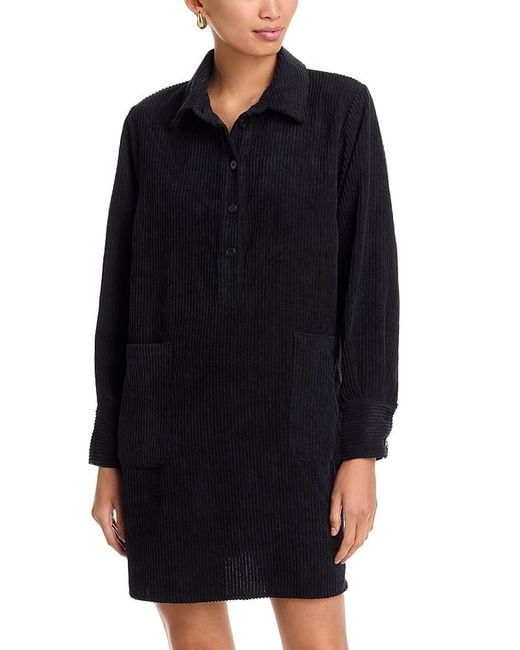 La Fee Maraboutee Black Velvet Shirt Dress
