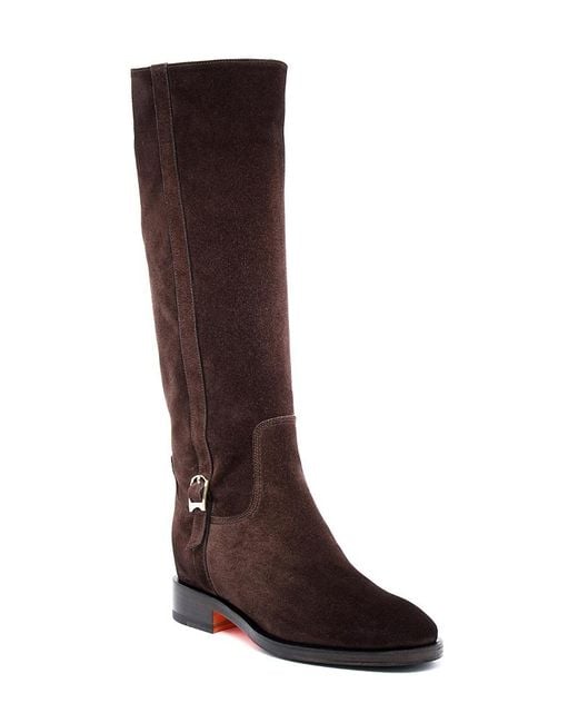 Santoni Brown Suede Riding Boot