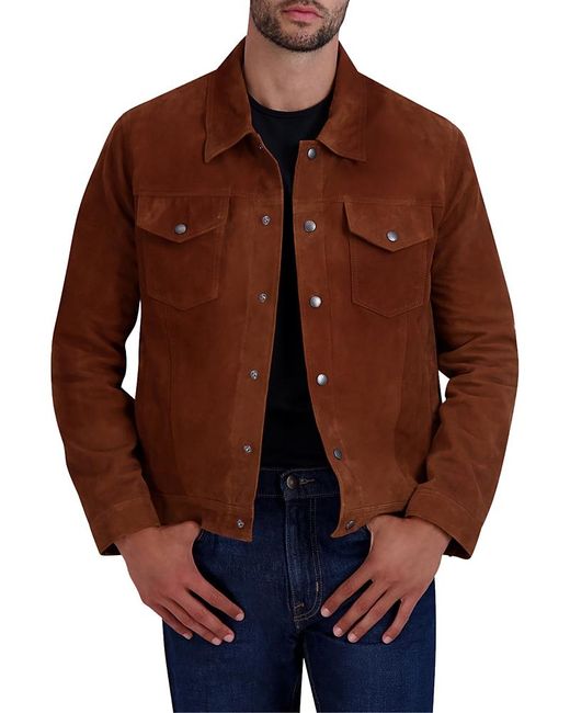 Cole Haan Brown Suede Trucker Jacket for men