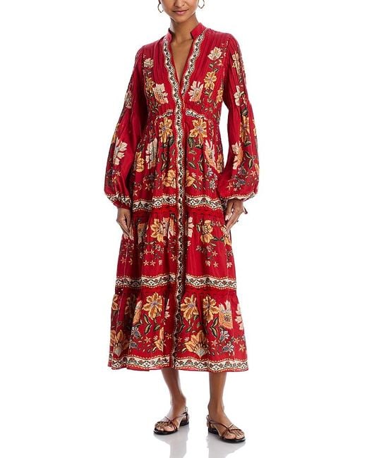 Farm Rio Red Fish FARM Rio Garden Delight Midi Dress in Red | Lyst