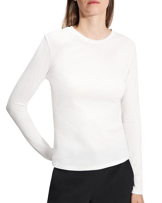 Theory White Long Sleeve Apex Tiny Tee
