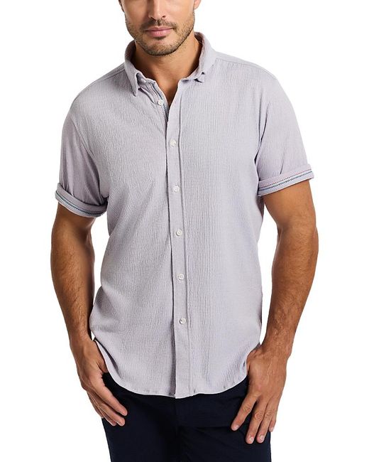 Robert Graham White Hammond Textured Tailored Fit Button Down Shirt for men